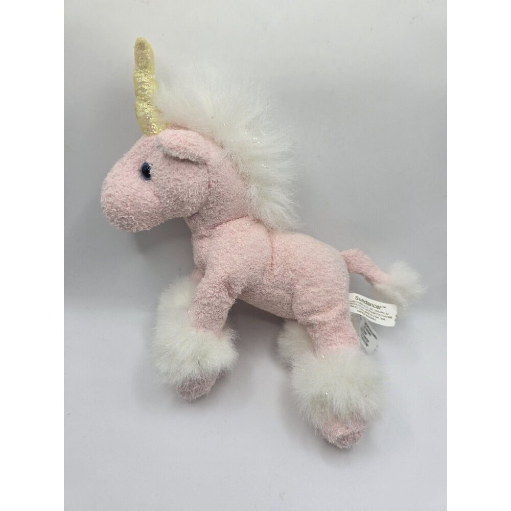 Russ Berrie White/Pink Unicorn Sundancer 6" Plush Stuffed Bean Bag